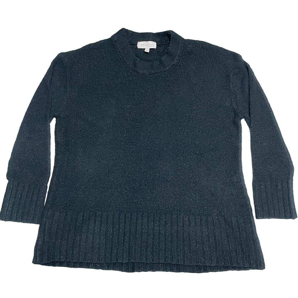 Philosophy Crew Oversized Neck Wool Blend Sweater Black Size S/M